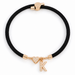 Black A-Z Initial Charm Heart Adjustable Cord Bracelet