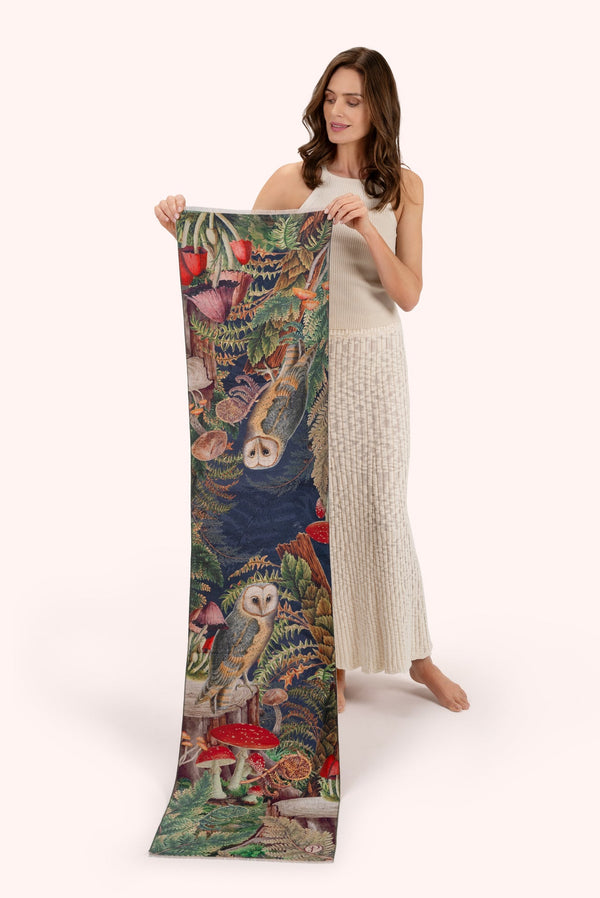 Powder Luxurious Scarf - Wild Woodland Owl