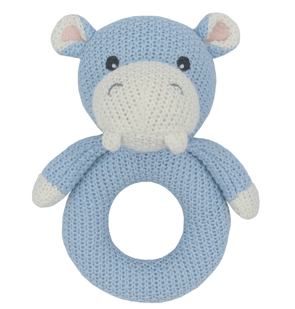 Living Textiles Hippo Knit Rattle