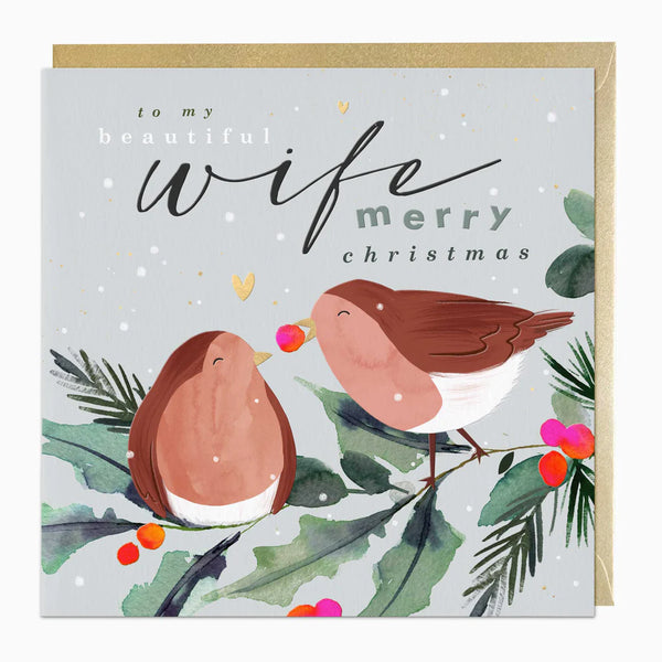 Whistlefish Robins Wife Luxury Christmas Card