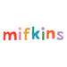 Mrs Best Paper Co. Mifkins logo featuring colourful, playful typography on a white background