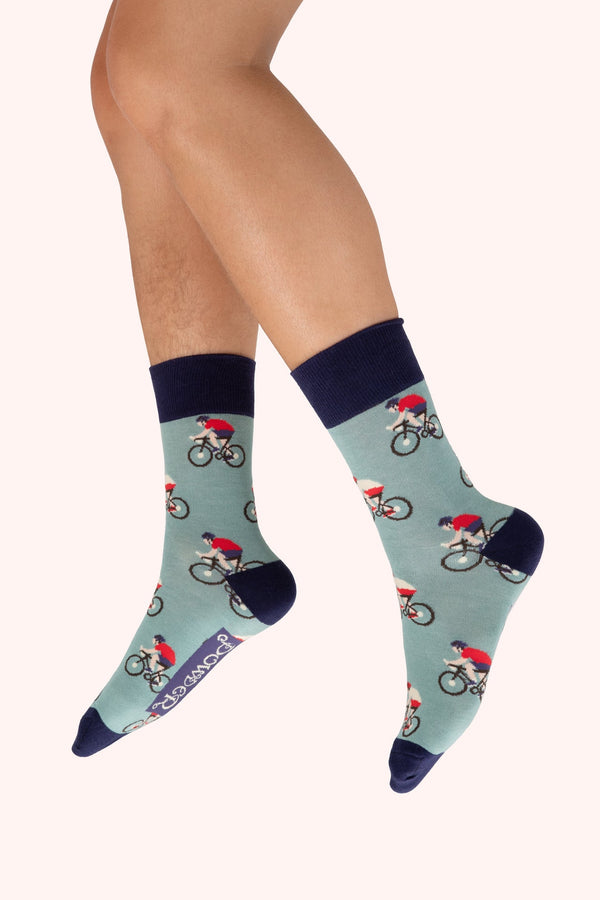 Powder Men's Socks - Racing Bikes, Ice
