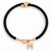 Black A-Z Initial Charm Heart Adjustable Cord Bracelet