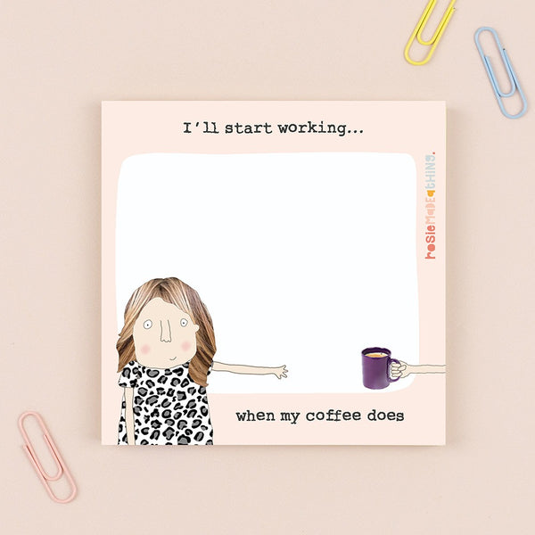 Cartoon illustration of a person with a coffee cup on a beige background
