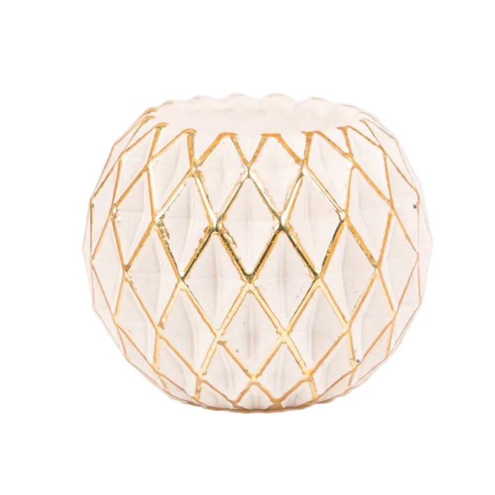 Sass & Belle Gold & White Geometric Tealight Holder