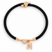 Black A-Z Initial Charm Heart Adjustable Cord Bracelet