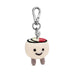 Plush sushi charm with a smiling face on a white background