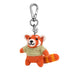 Plush red panda keychain with a carabiner on a white background
