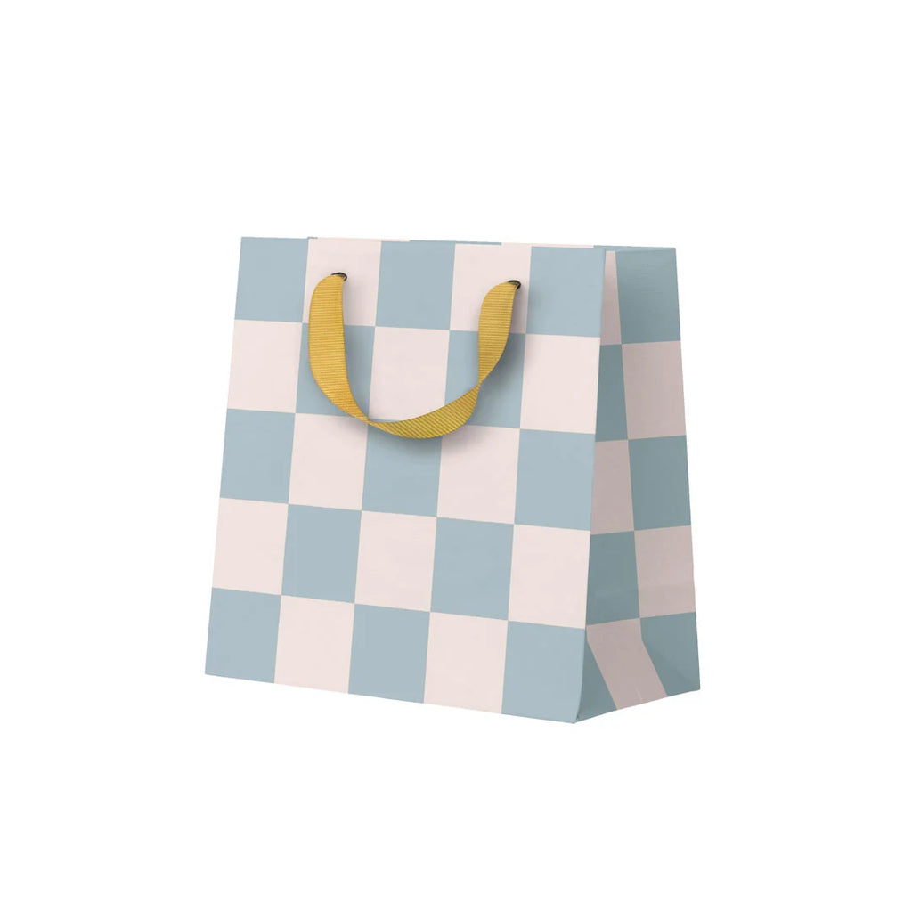 Ohh Deer Pale Blue Checkerboard Small Gift Bag