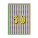 Greeting card with number 50 on a patterned background