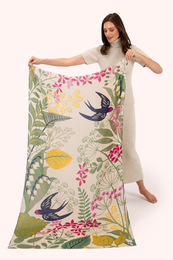 Powder Print Scarf - Swooping Swallows