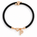 Black A-Z Initial Charm Heart Adjustable Cord Bracelet