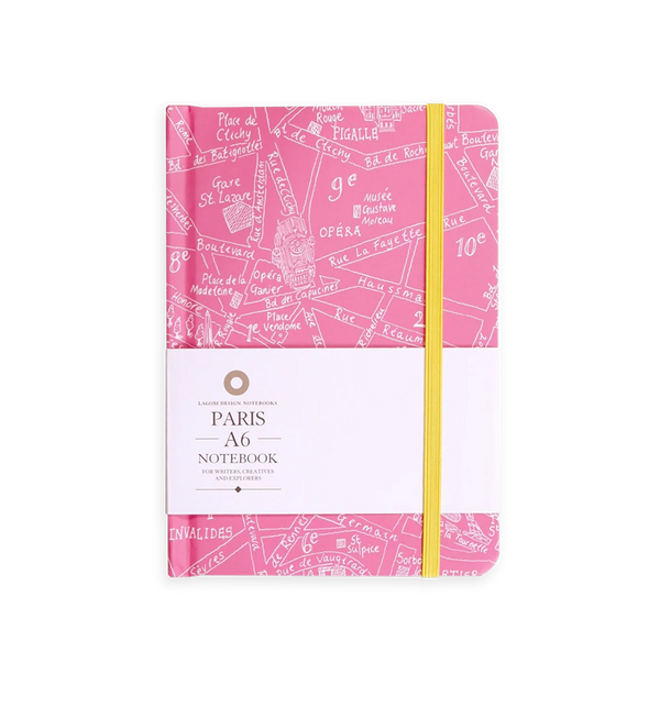 Lagom Design Paris Map Notebook, A6 Pink