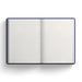 Open notebook with lined pages on a white background