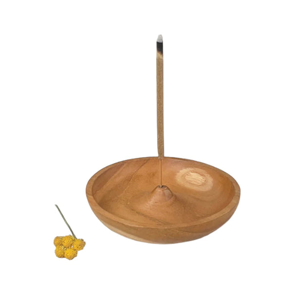 East of India Wood Incense Holder - Round Dish