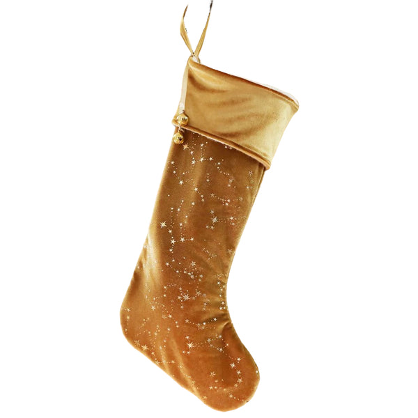 Lisa Angel Large Starry Gold Velvet Christmas Stocking