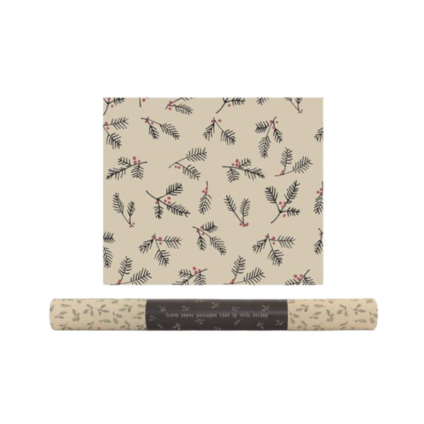 East of India Roll of Kraft Paper - Berry Branches 5m