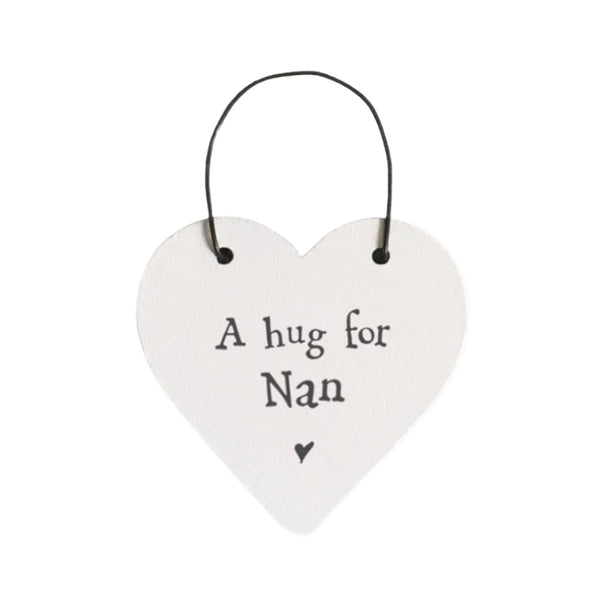 East of India Little Heart Sign - Hug For Nan