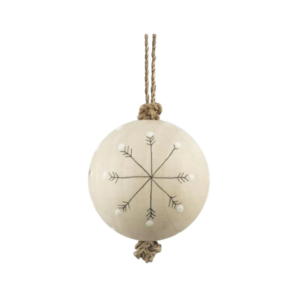 East of India Wood Bauble - Snowflakes