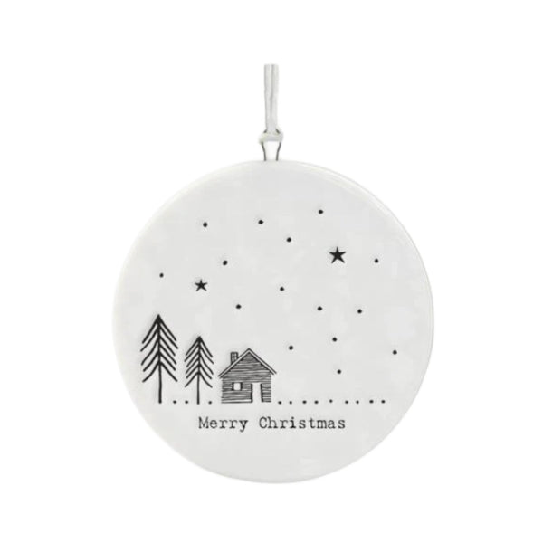 East of India Porcelain Merry Christmas Decoration - Cabin in the Woods
