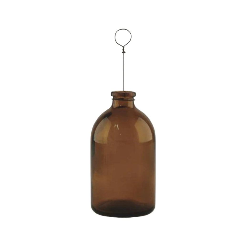 East of India Hanging Wired Bottle - Brown/ Round