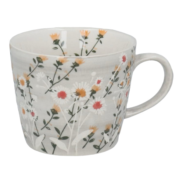 Gisela Graham Light Grey Wild Daisy Stoneware Mug