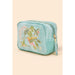Powder Velvet Embroidered Make Up Bag - Hummingbird