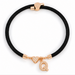 Black A-Z Initial Charm Heart Adjustable Cord Bracelet