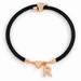 Black A-Z Initial Charm Heart Adjustable Cord Bracelet