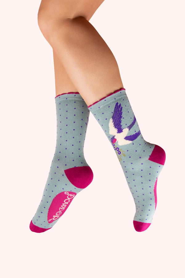 Powder Ankle Socks - Swooping Swallow