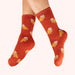Powder Fuzzy Socks - Mini Owls, Tangerine