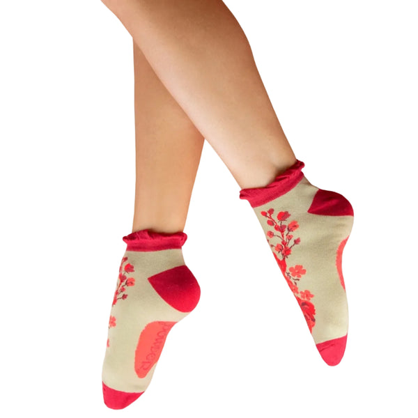 Powder Trainer Socks - Rouge Blooms