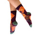 Colorful floral-patterned socks on a white background