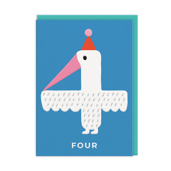 Ohh Deer Age 4 Tropical Bird Birthday Card