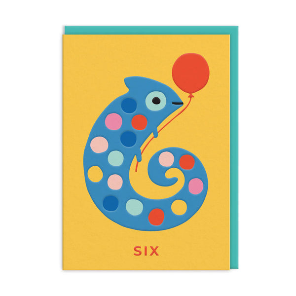 Ohh Deer Age 6 Chameleon Birthday Card
