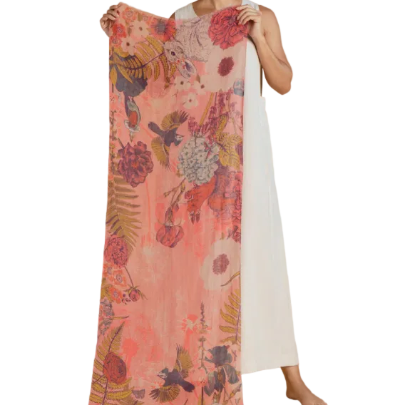 Powder 100% Linen Summer Woodland in Petal Scarf