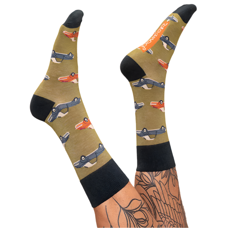 Powder Socks Mens Vintage Sports Car - Fern