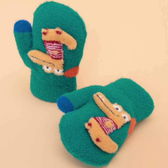 Powder Pals Mittens Smiley Croc - Aqua