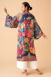 Powder Vintage Floral Kimono Gown - Ink