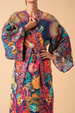 Powder Vintage Floral Kimono Gown - Ink