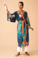 Powder Hare and Moon Kimono Gown - Midnight