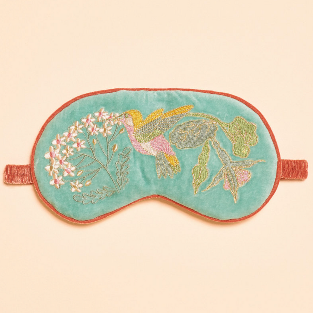 Powder Luxury Lavender Velvet Eye Mask - Hummingbird, Aqua