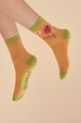 Powder Ladies Ankle Socks - Ladybird in Mustard