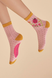 Powder Ladies Ankle Socks - Ladybird in Petal