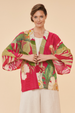 Powder Delicate Tropical Kimono Jacket in Dark Rose