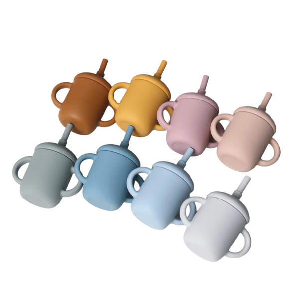 Mushroom Shaped Silicone Straw Baby & Toddler Sippy Cup - Assorted Colours