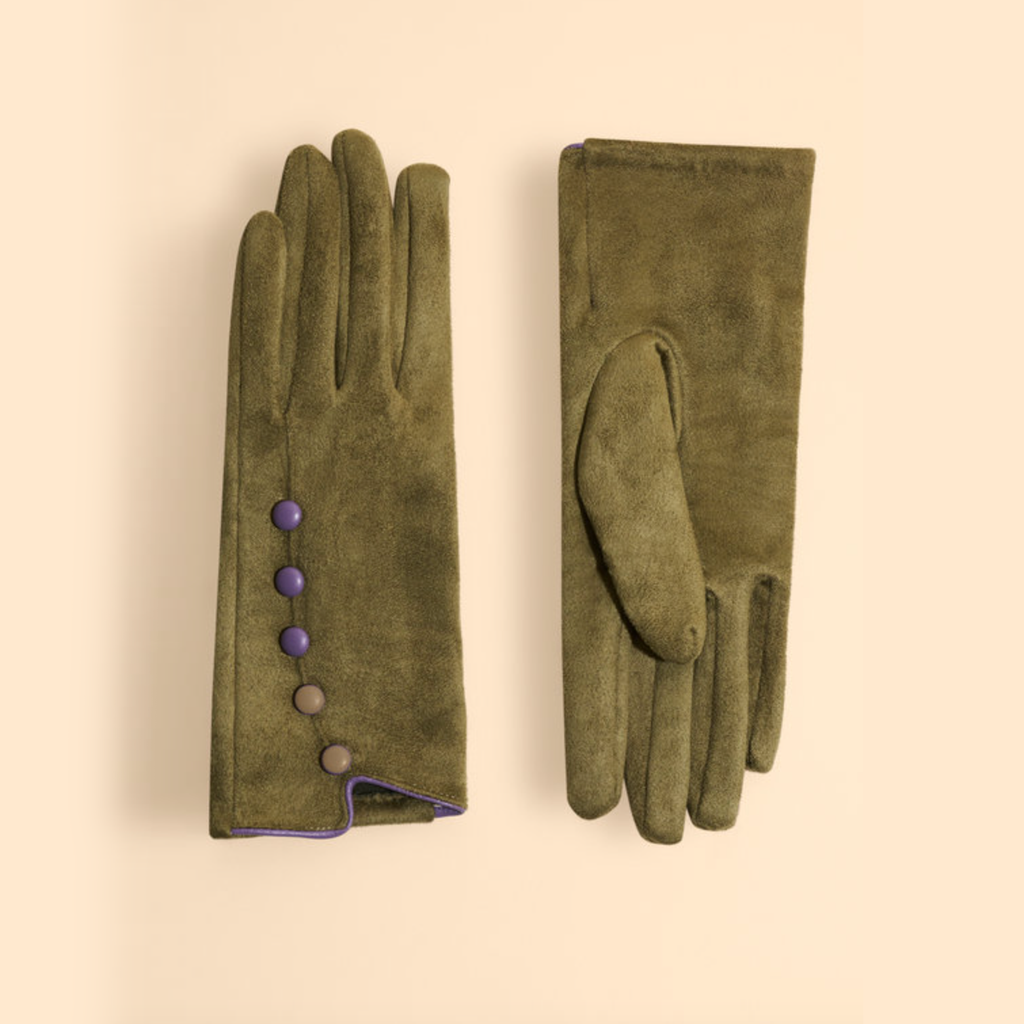 Powder Beatrice Faux Suede Gloves - Sage