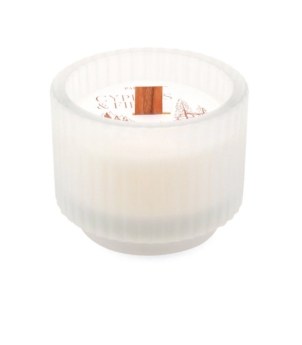 Paddywax Cypress & Fir Frosted Glass Candle & Crackling Wood Wick