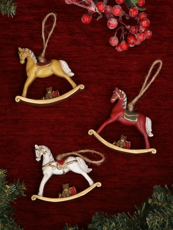 Gisela Graham Resin Rocking Horse Decorations