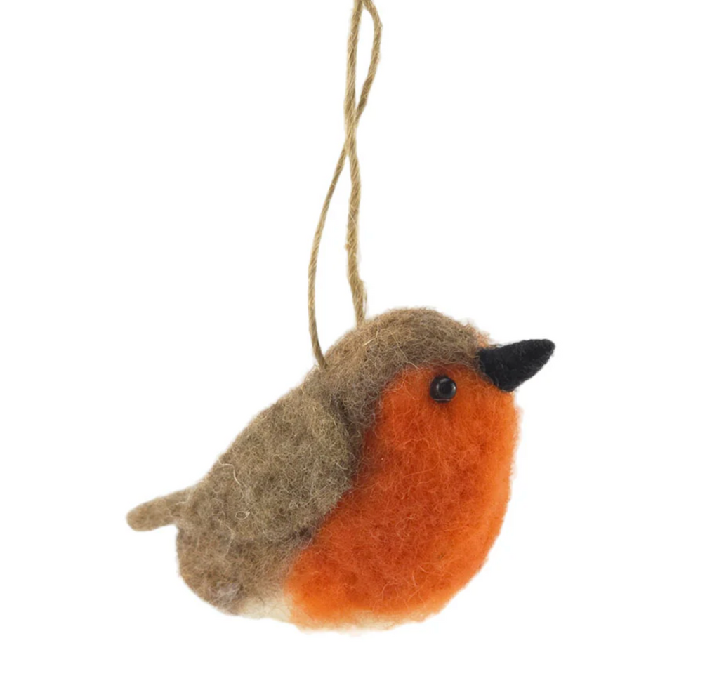 Gisela Graham Felted Wool Robin Hanging Decoration